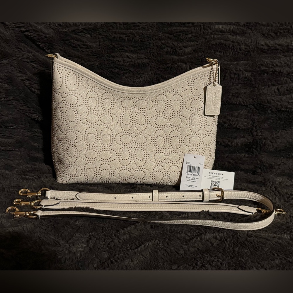 Coach Laurel with Signature Rivets in Chalk/Gold - Picture 11 of 11